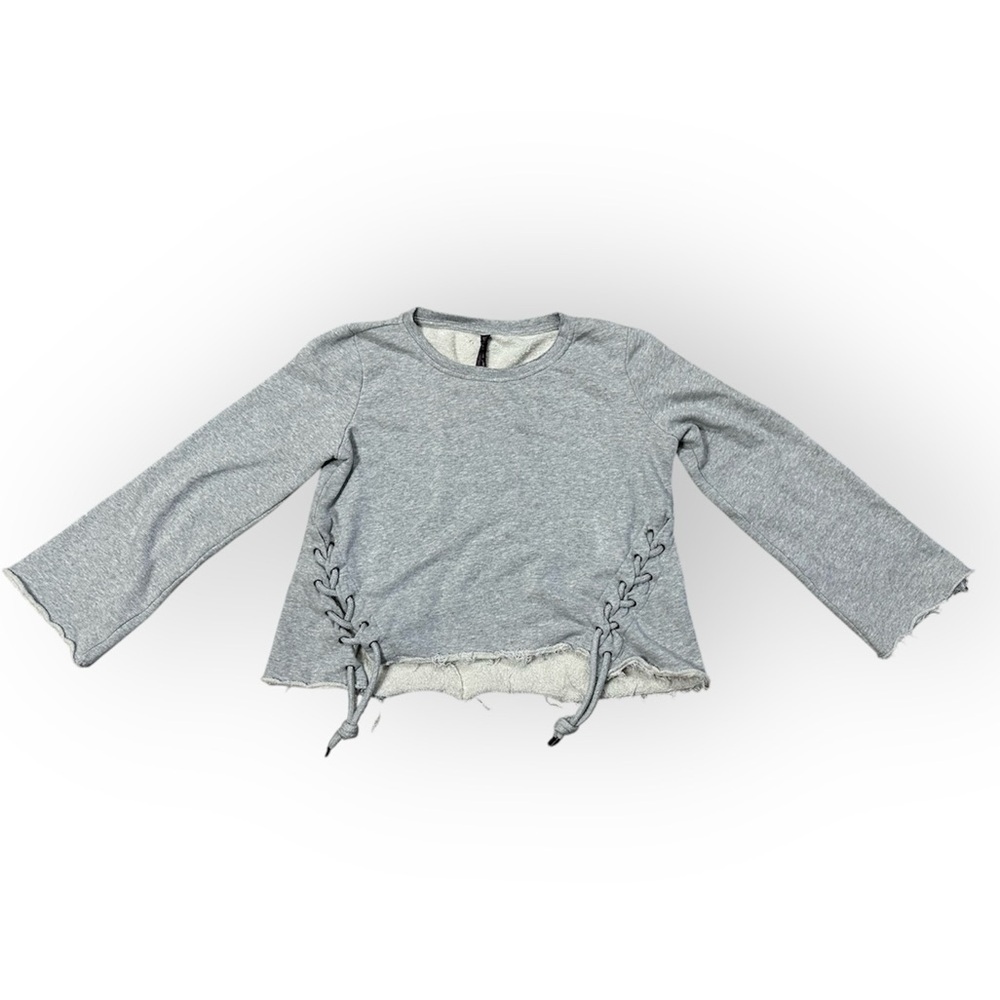 Betsey Johnson Performance-‎ Gray Lace-Up Long Sleeve Tee- Large